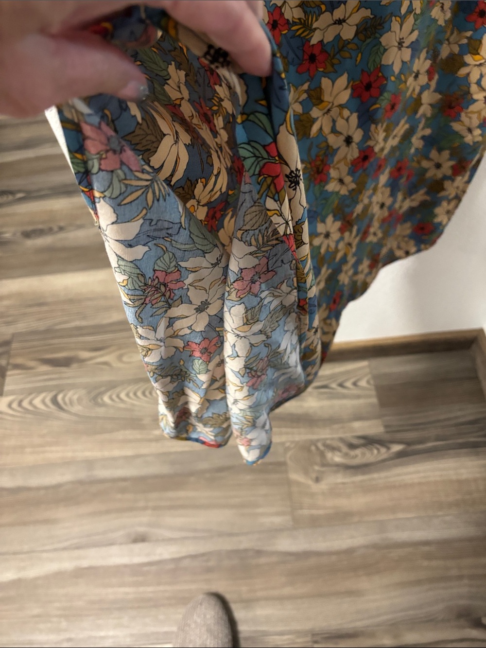 NATURAL LIFE Floral V-Neck Maxi Dress in Teal, Cream and Red - Picture 3 of 4